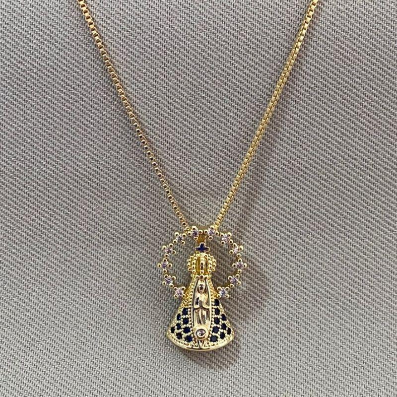 COLAR N.S APARECIDA CRAVEJADA COM COROA DE ZIRCONIAS