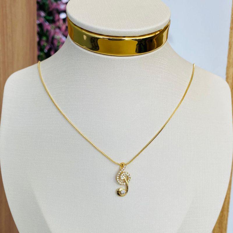 COLAR NOTA MUSICAL CRAVEJADA