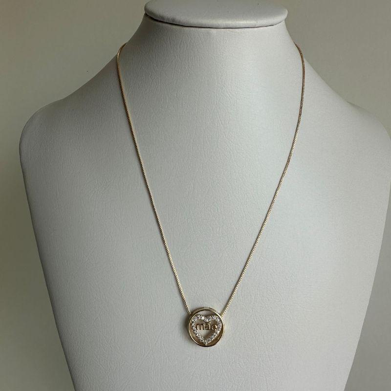 COLAR PING CORAÇÃO CRAVEJADO MÃE