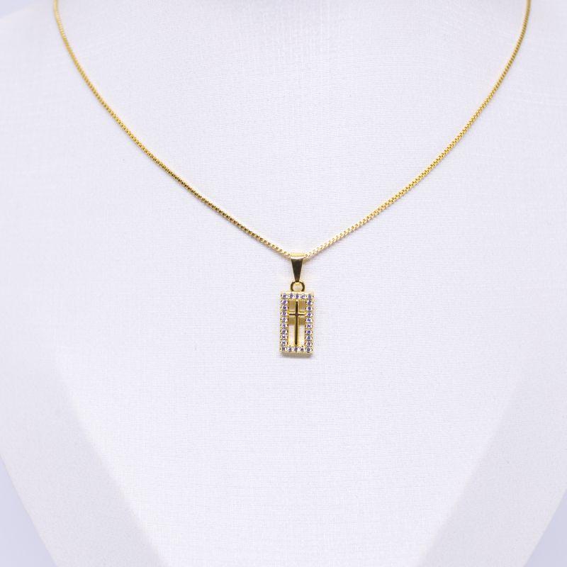 COLAR PING CRUZ LISA CRAVEJADO EM VOLTA