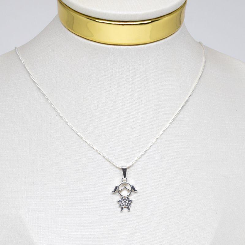 COLAR PINGENTE MENINA COM UMA ZIRCONIA
