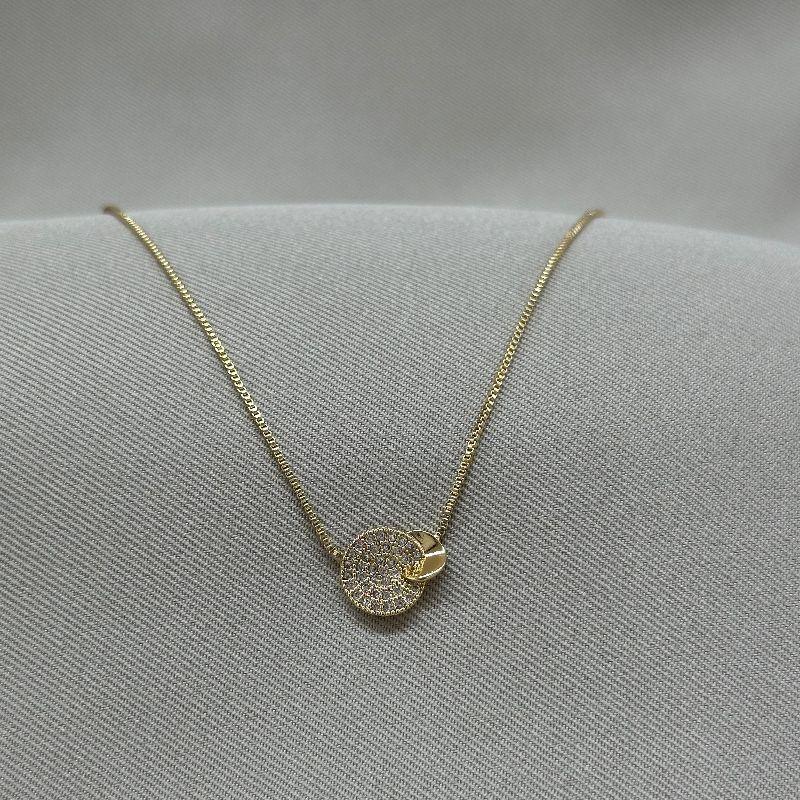 COLAR PINGENTE REDONDO CRAVEJADO