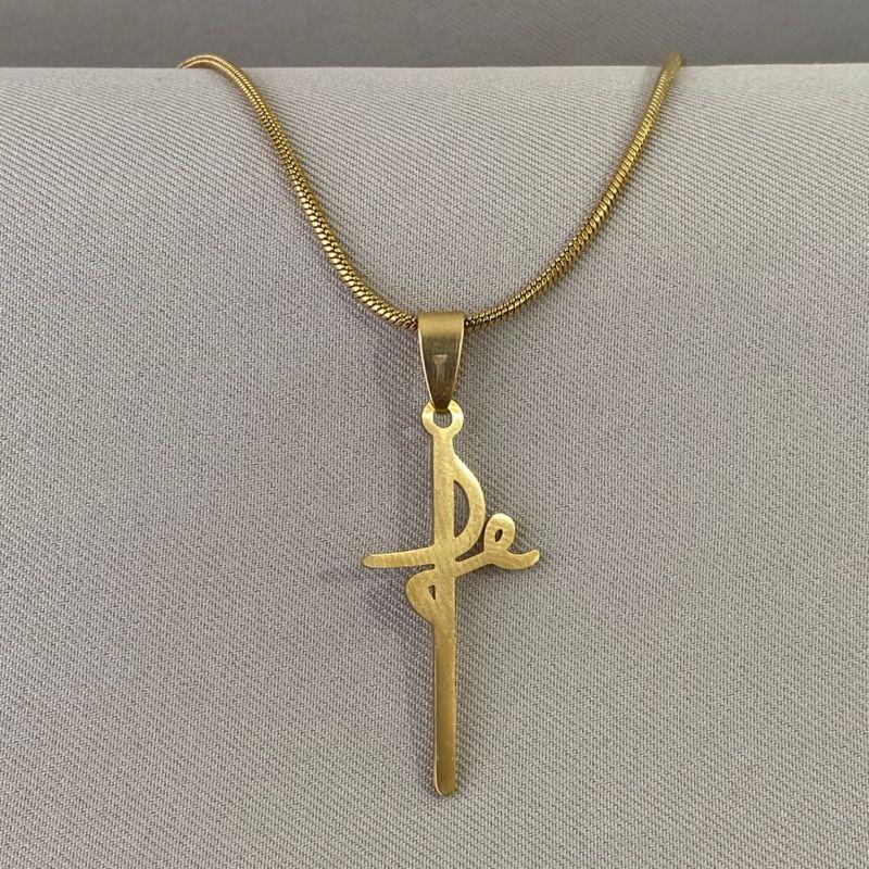 COLAR RABO DE RATO COM PINGENTE FÉ