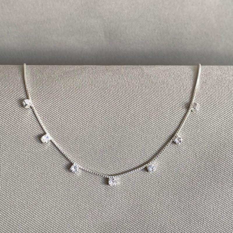 COLAR VENEZIANA COM 7 PONTOS DE LUZ ZIRCONIA CRISTAL