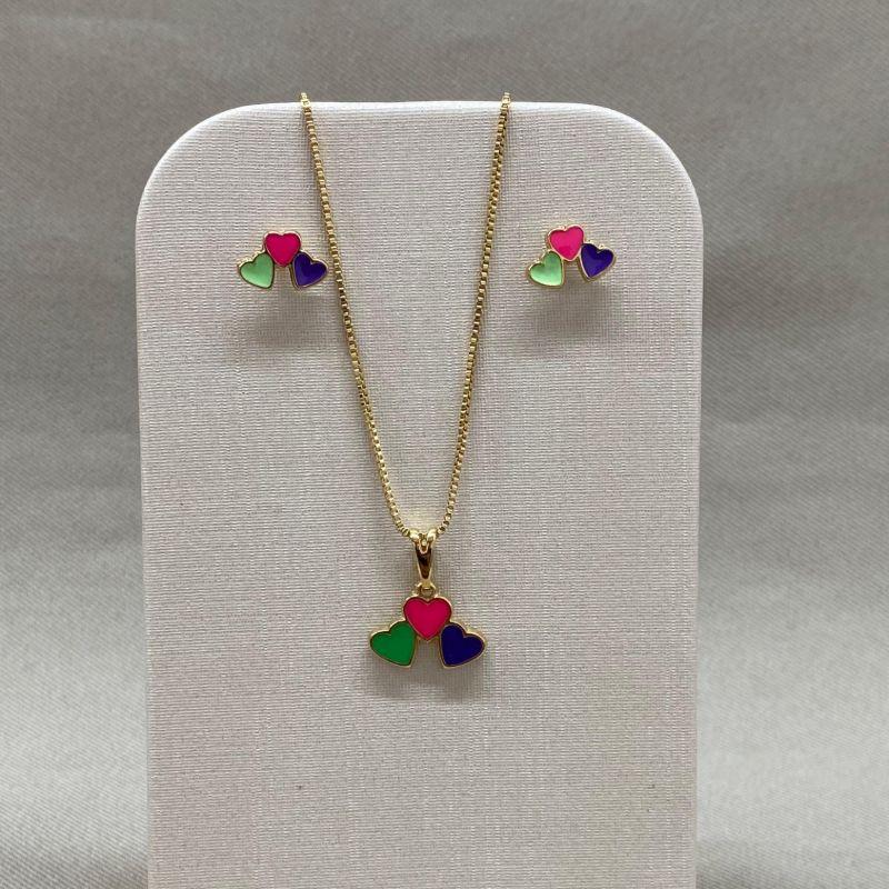 CONJUNTO 3 CORAÇÃO COLORS INFANTIL