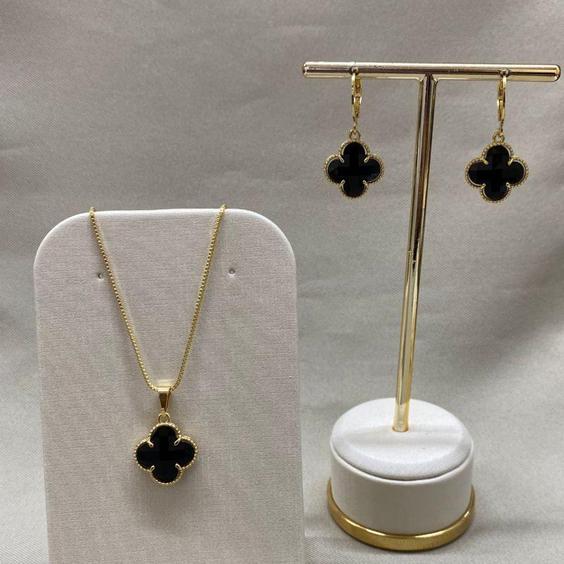 CONJUNTO COLAR E BRINCO INSPIRAÇÃO VAN CLEEF