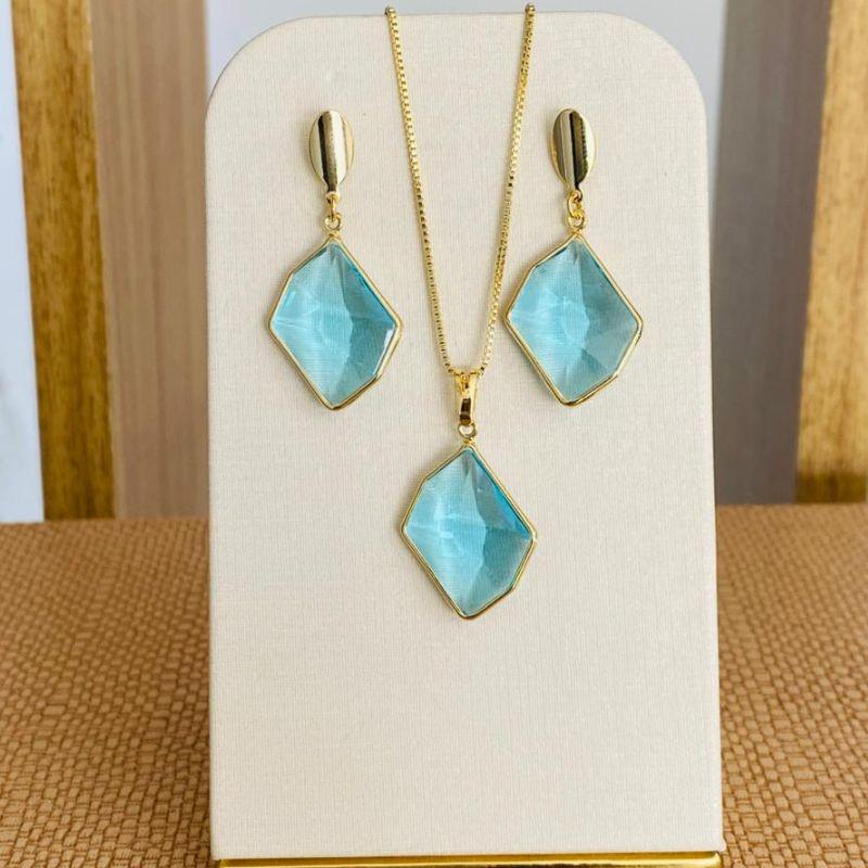 CONJUNTO COM PEDRAS AZUIS