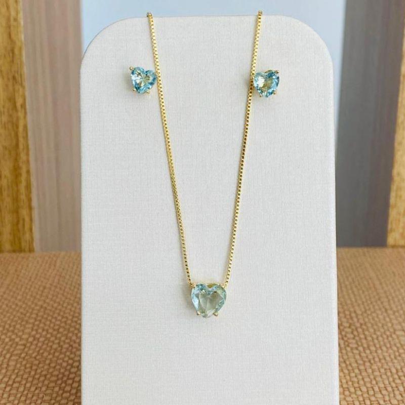 CONJUNTO CORAÇÃO AZUL CLARO