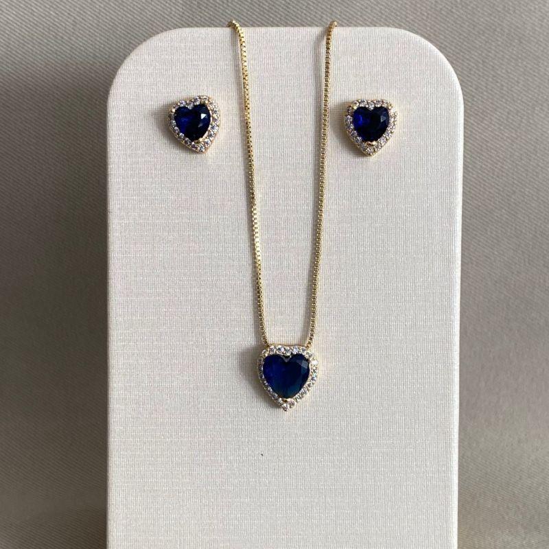 CONJUNTO CORAÇÃO COM MICRO ZIRCONIA ZAFIRA