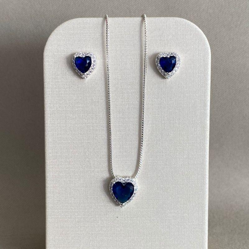 CONJUNTO CORAÇÃO COM MICRO ZIRCONIA ZAFIRA