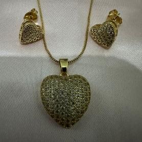 CONJUNTO CORAÇÃO CRAVEJADO