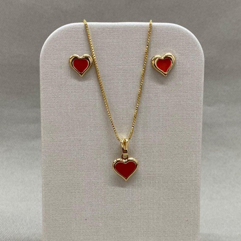 CONJUNTO CORAÇÃO RESINADO INFANTIL