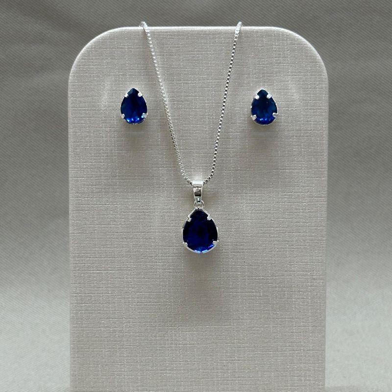 CONJUNTO GOTA BRINCO 6*8 PINGENTE 10*8 EM ZIRCONIA MONTANA