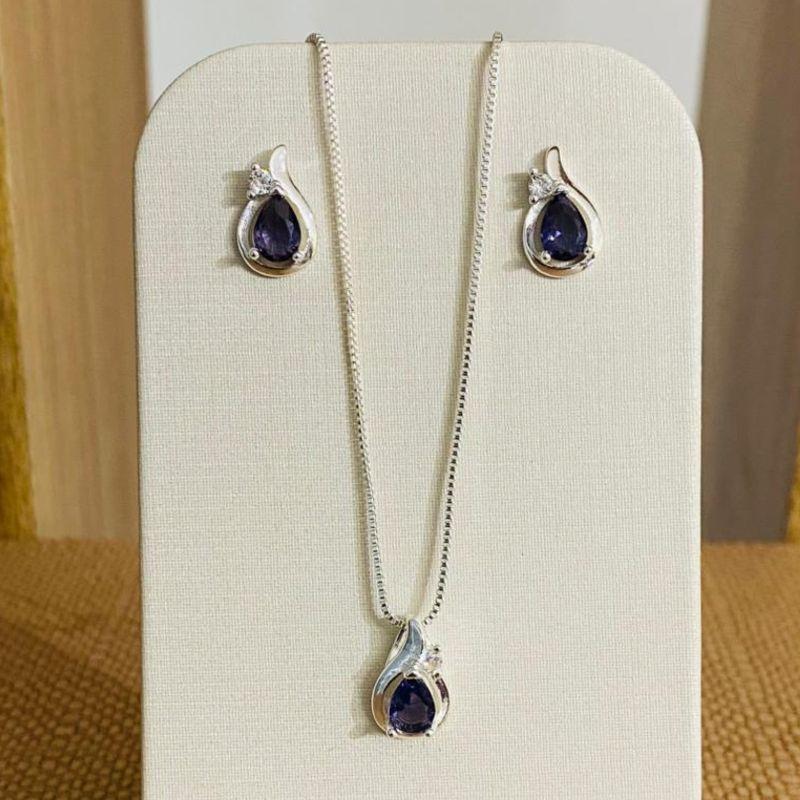 CONJUNTO GOTA ZIRCONIA ROXA