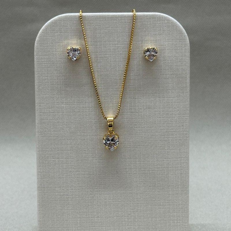 CONJUNTO /PAR DE BRINCOS 6MM/ PINGENTE 8MM CRISTAL