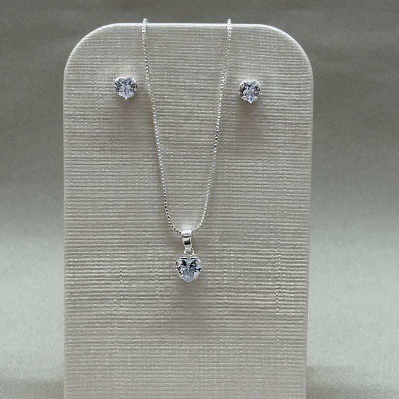 CONJUNTO /PAR DE BRINCOS 6MM/ PINGENTE 8MM CRISTAL