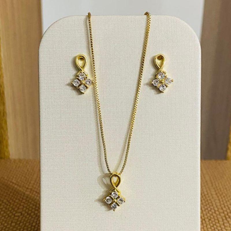 CONJUNTO TREVO ZIRCONIA