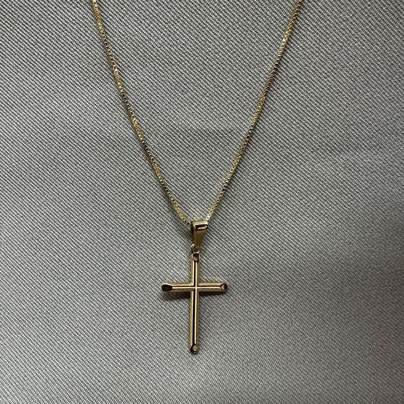 CORRENTE 60CM PINGENTE CRUZ LISA 23MM