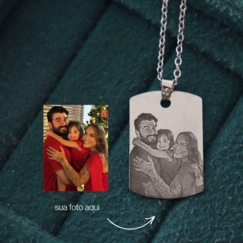 CORRENTE CADEADO COM FOTOGRAVAÇÃO E FRASE STEEL