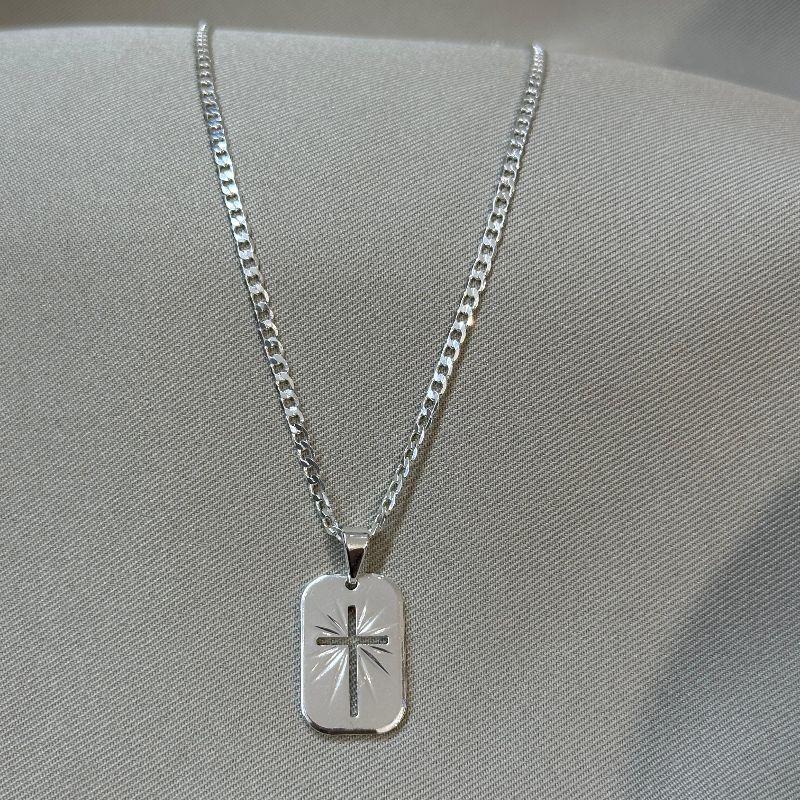 CORRENTE GROUMET PINGENTE CRUZ DIAMANTADA