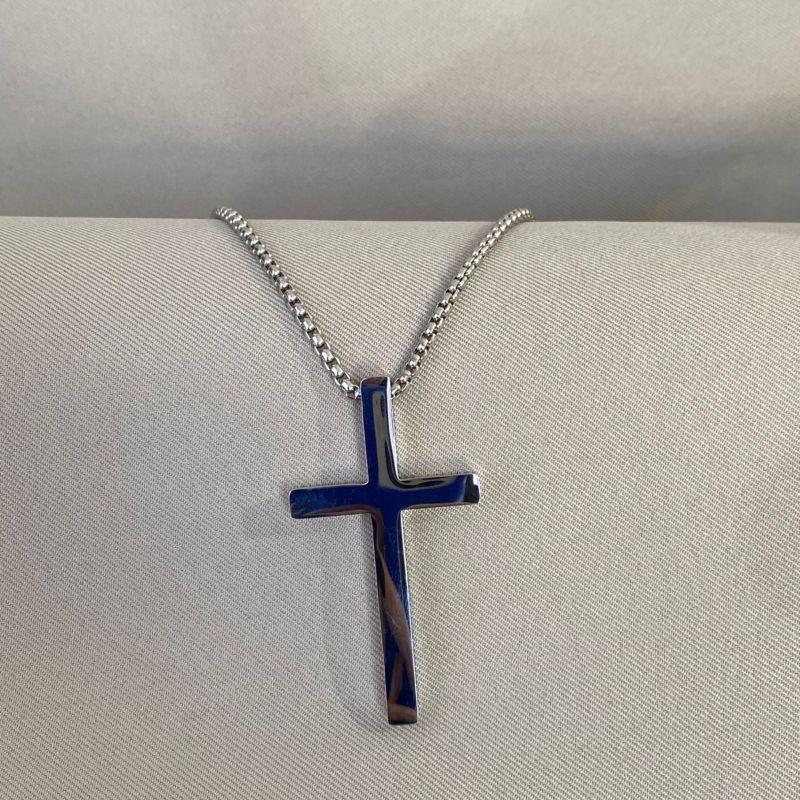 CORRENTE MASCULINA COM CRUZ STEEL 70CM