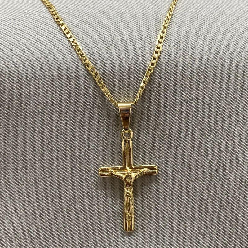 CORRENTE MASCULINA GRUMET 60CM COM PINGENTE CRUZ