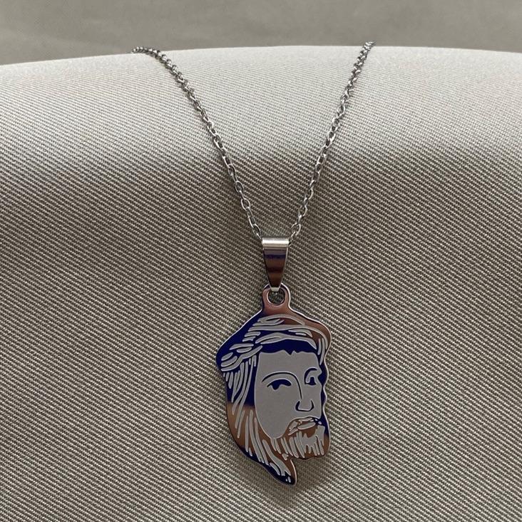 CORRENTE MASCULINA PINGENTE FACE DE CRISTO STEEL