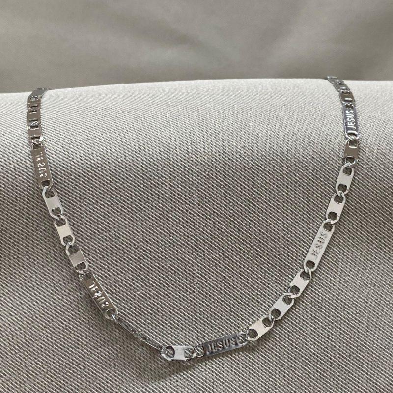 CORRENTE MASCULINA PLAQUINHA JESUS STEEL