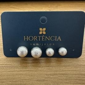 DUPLA DE BRINCOS BOLA FOSCA 6MM/8MM 