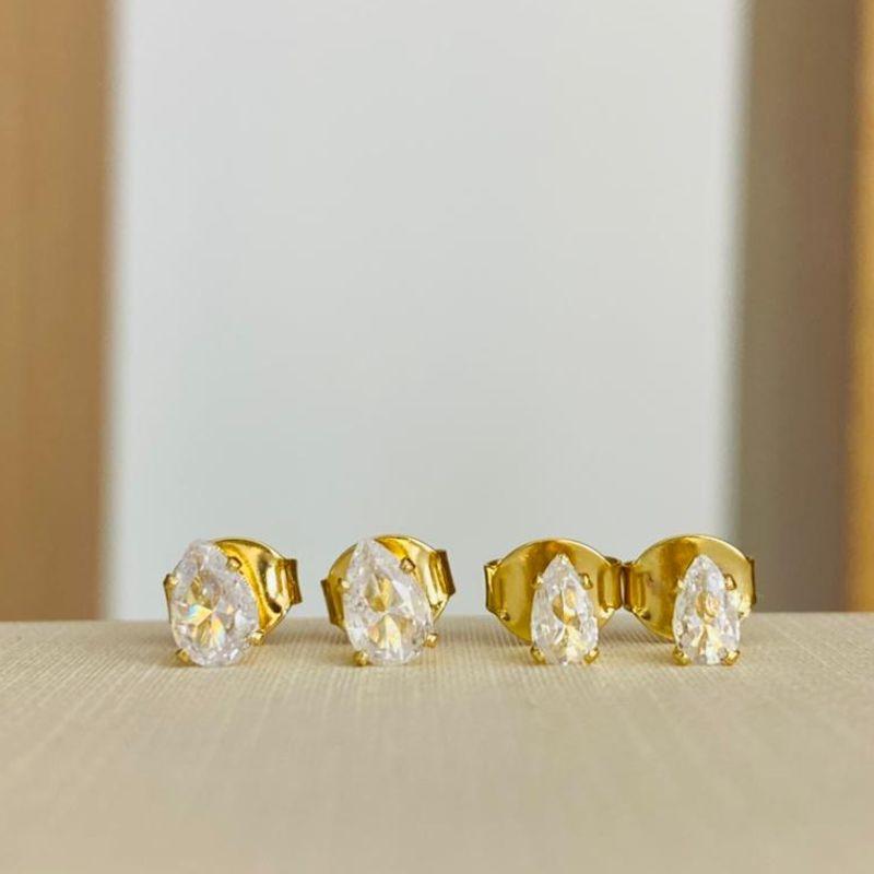 DUPLA DE BRINCOS GOTINHA CRISTAL