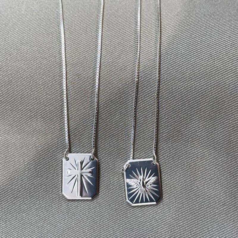 ESCAPULÁRIO 70CM ESPIRITO SANTO E CRUZ