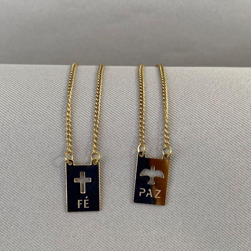 Escapulario Fé e Paz Steel