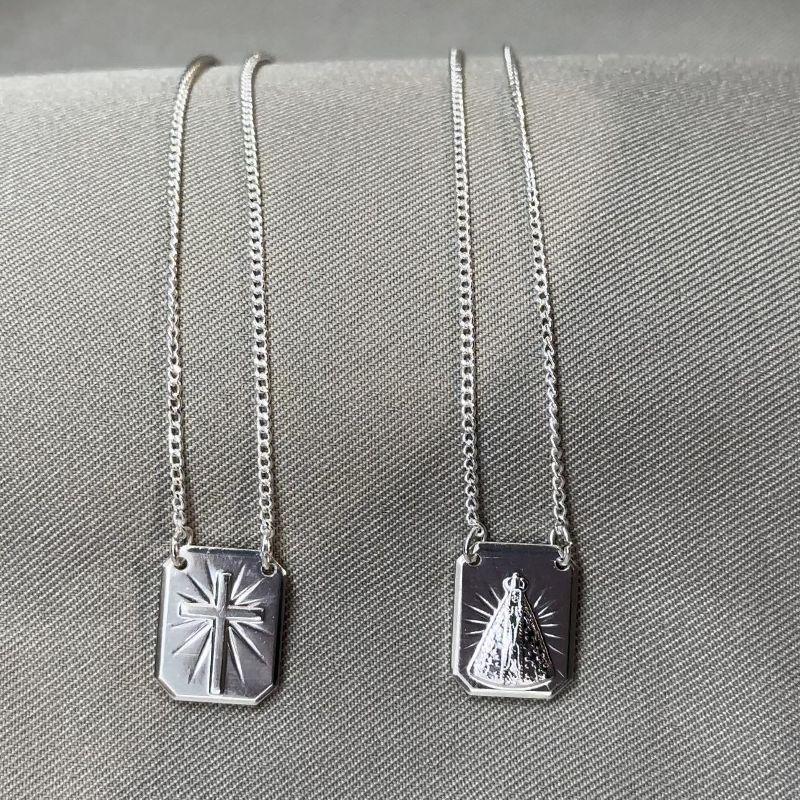 ESCAPULÁRIO GROUMET 60CM NOSSA SENHORA E CRUZ