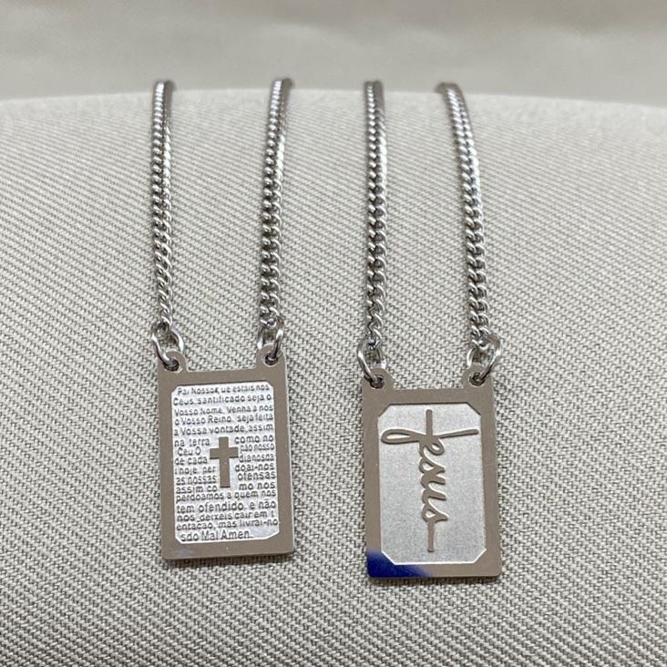 ESCAPULARIO JESUS/PAI NOSSO STEEL