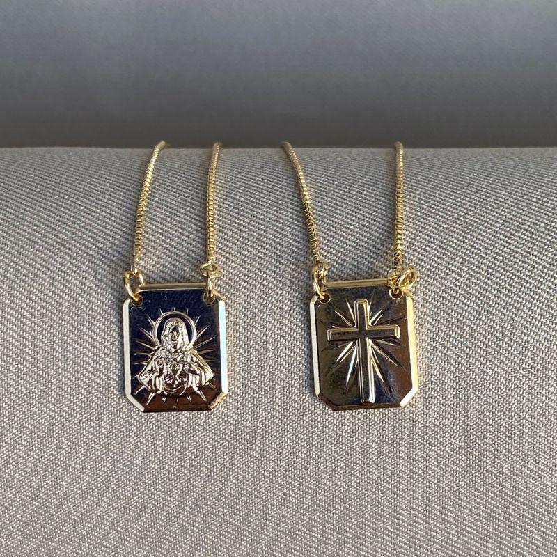 ESCAPULARIO VENEZIANA CRUZ COM SAGRADO CORAÇÃO