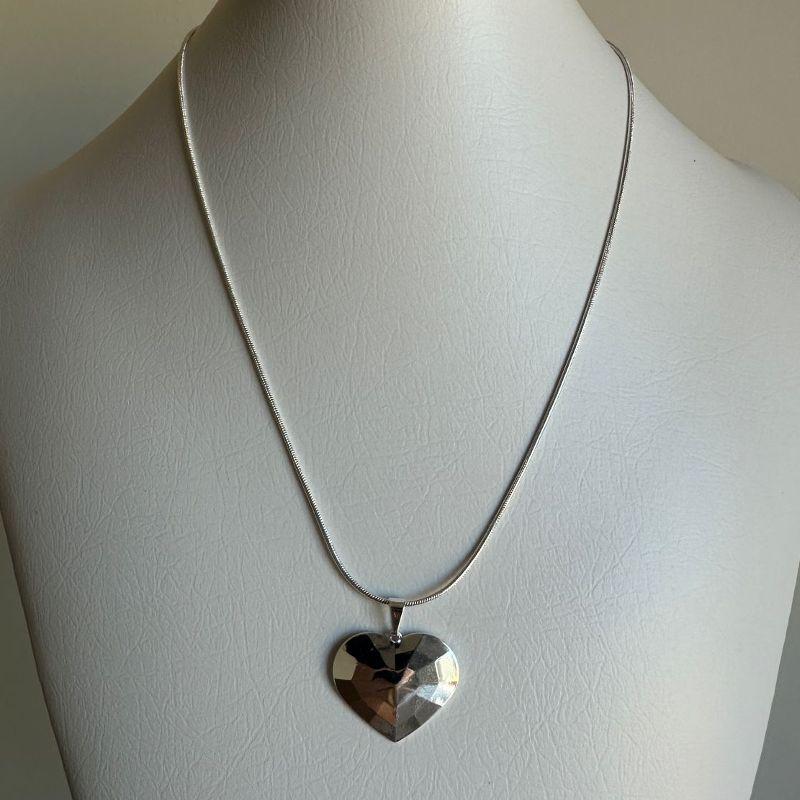 OLAR CORDÃO RABO DE RATO/PINGENTE CORAÇÃO DIAMANTE