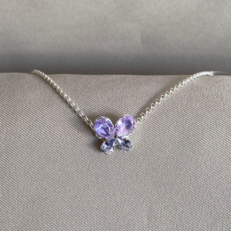 PULSEIRA  BORBOLETA ZIRCONIAS LILAS E ROXO