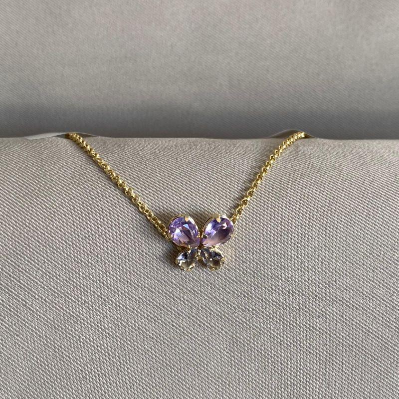 PULSEIRA BORBOLETA ZIRCONIAS LILAS E ROXO