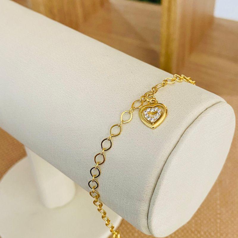 PULSEIRA CORAÇÃO LISO E CRAVEJADO