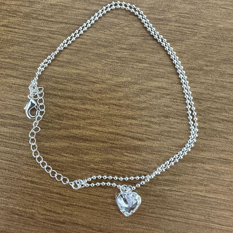 PULSEIRA DUPLA BOLINHA CORAÇÃO CRISTAL