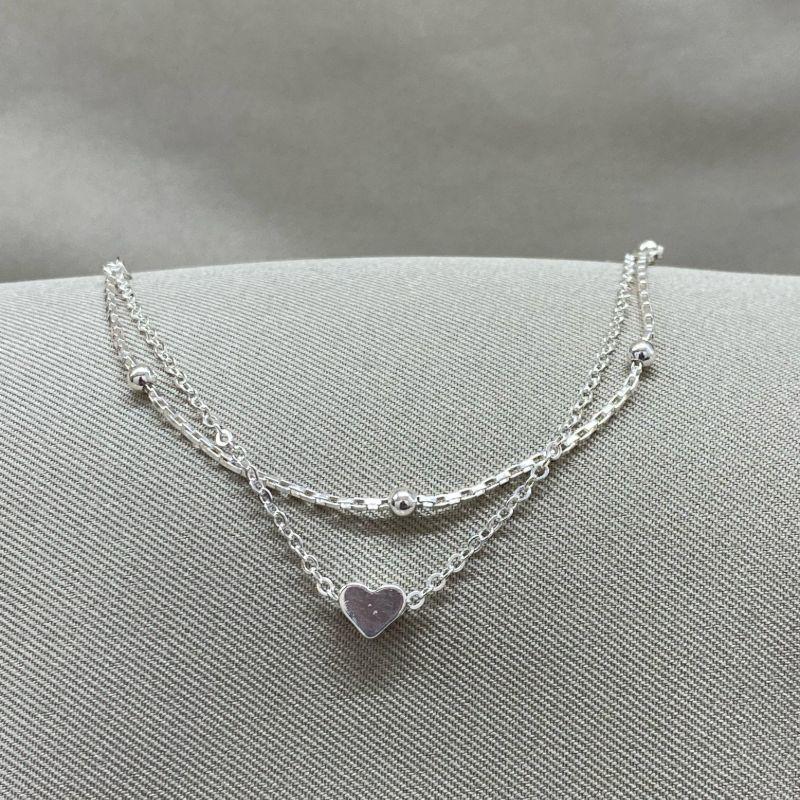 PULSEIRA DUPLA CADEADO COM CORAÇÃO E TIJOLINHO COM BOLINHAS