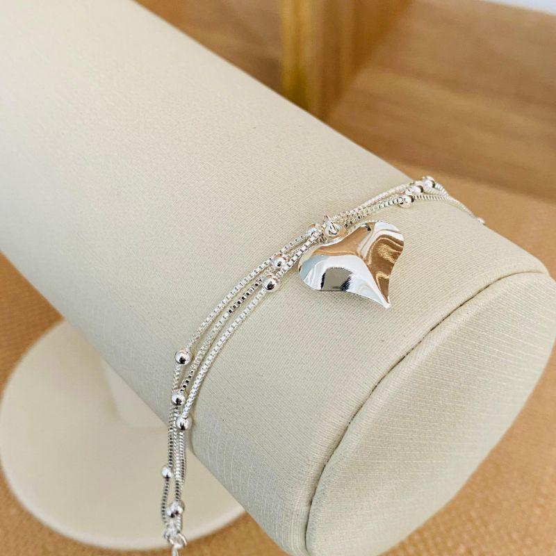 PULSEIRA DUPLA COM CORAÇÃO E BOLINHAS