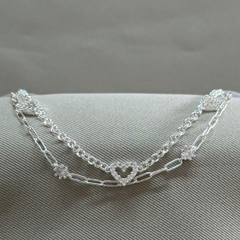 PULSEIRA DUPLA CORAÇÕES CRAVEJADOS