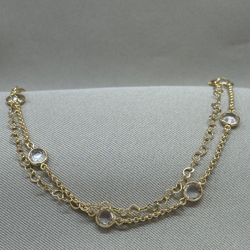 PULSEIRA DUPLA CRISTAIS E ELOS CORAÇÕES