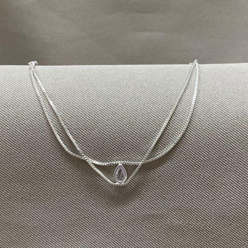 PULSEIRA DUPLA VENEZIANA COM PINGENTE GOTA ZIRCONIA CRISTAL