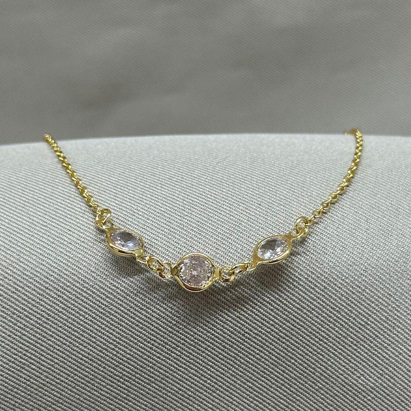 PULSEIRA ELO CADEADO COM 3 PONTOS DE LUZ ZIRCONIA CRISTAL 6MM