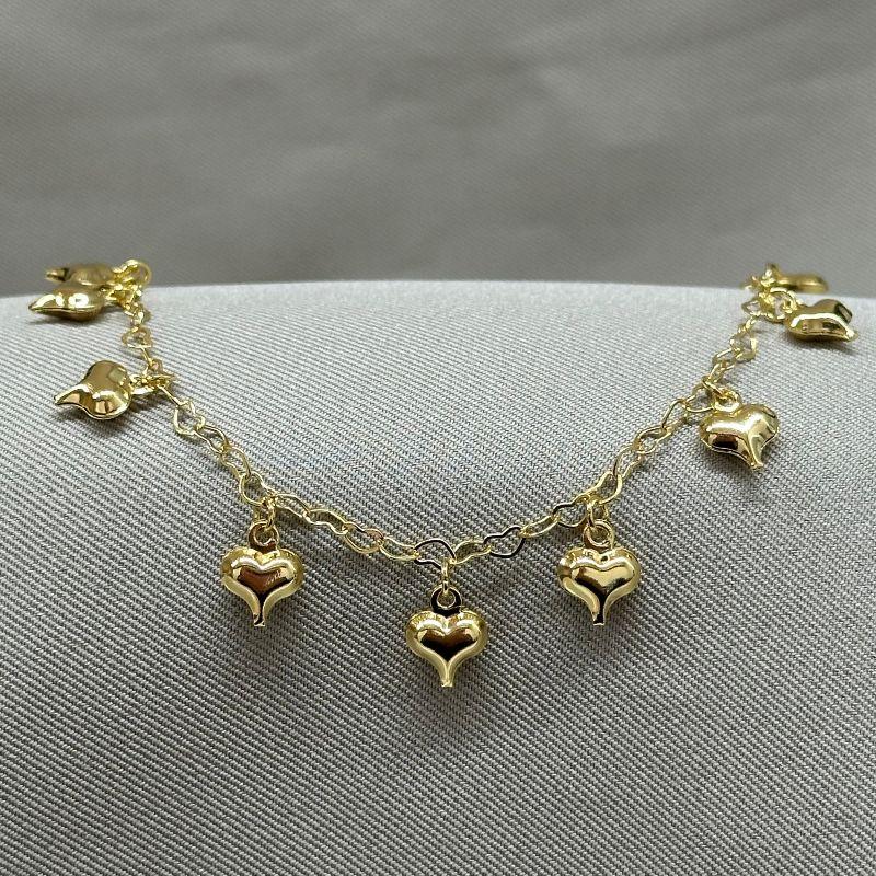 PULSEIRA ELO CORAÇÃO E CORAÇÕES 6MM ABAOLADOS