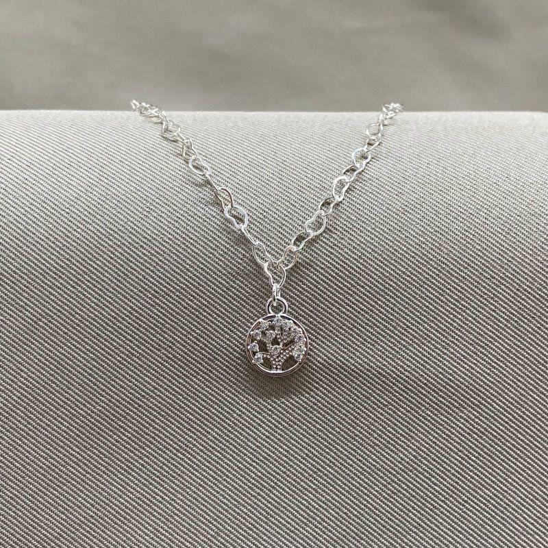 PULSEIRA ELO CORAÇÃO E PINGENTE ARVORE DA VIDA CRAVEJADO CRISTAL