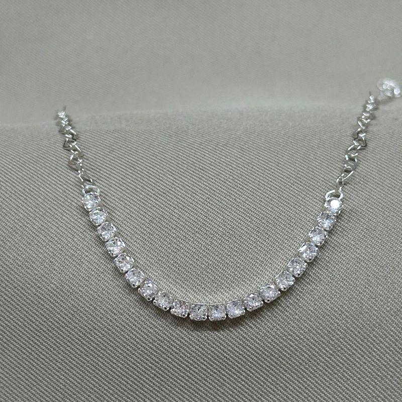 PULSEIRA ELO CORAÇÃO E RIVIERA ZIRCONIA CRISTAL 1o LINHA 4MM