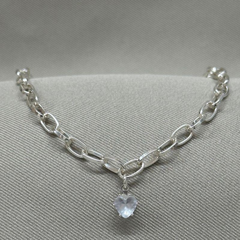 PULSEIRA ELO OVAL COM CORAÇÃO